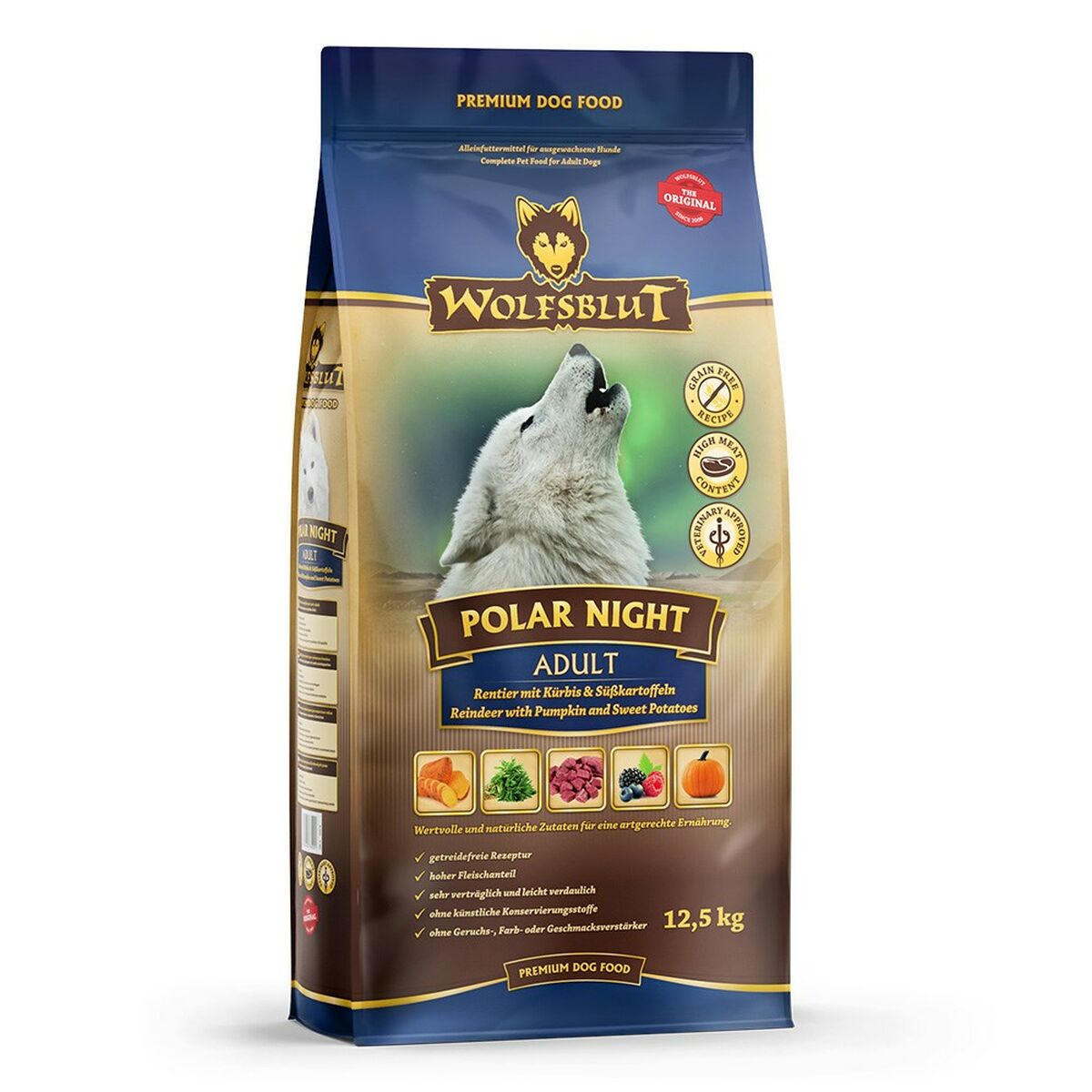 Saco de pienso Wolfsblut Adulto Calabaza Reno de 12,5 kg